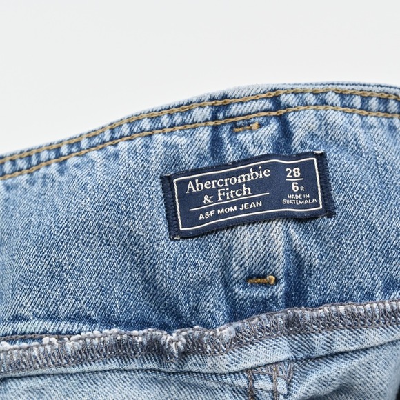 ABERCROMBIE FITCH Womens Retro Mom Jeans Size 6 Blue Denim High Rise Raw Hem - Picture 7 of 14